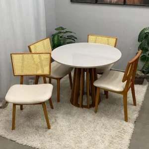 Mesa Berlim Redonda 100 x 100 com 4 Cadeiras Diamante