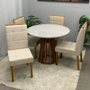 Mesa Berlim Redonda 100 x 100 com 4 Cadeiras Giulia