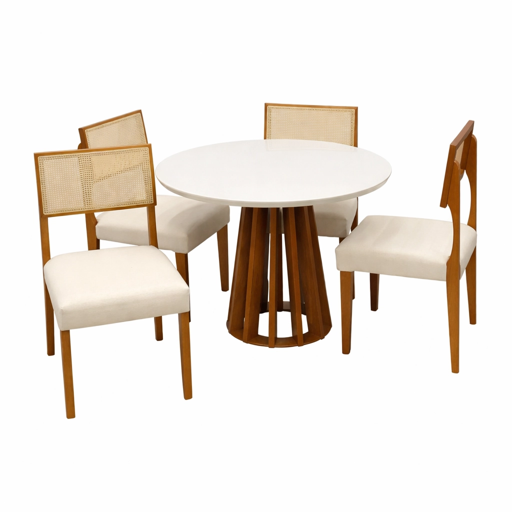 Mesa Berlim Redonda 100 x 100 com 4 Cadeiras Grecia - Image 3