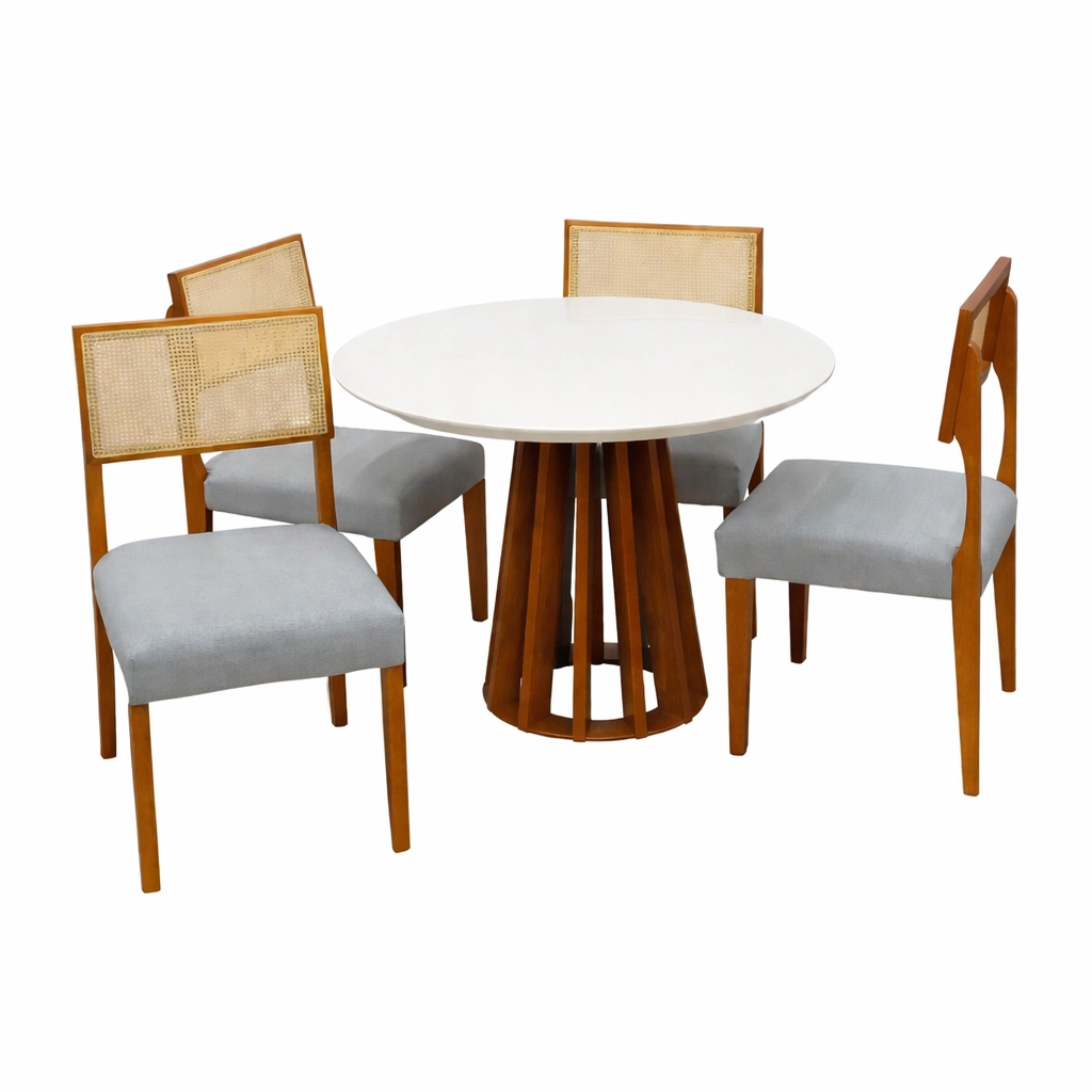 Mesa Berlim Redonda 100 x 100 com 4 Cadeiras Grecia - Image 2