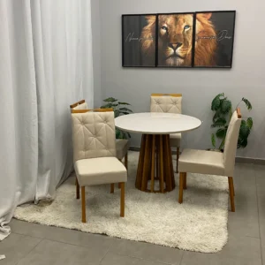 Mesa Berlim Redonda 100 x 100 com 4 Cadeiras Jasmim