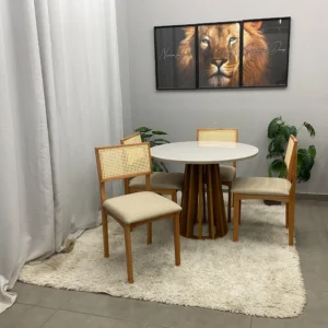 Mesa Berlim Redonda 100 x 100 com 4 Cadeiras Monalisa