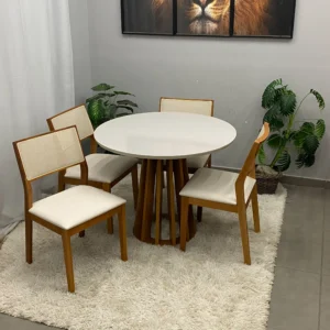 Mesa Berlim Redonda 100 x 100 com 4 Cadeiras Oiti