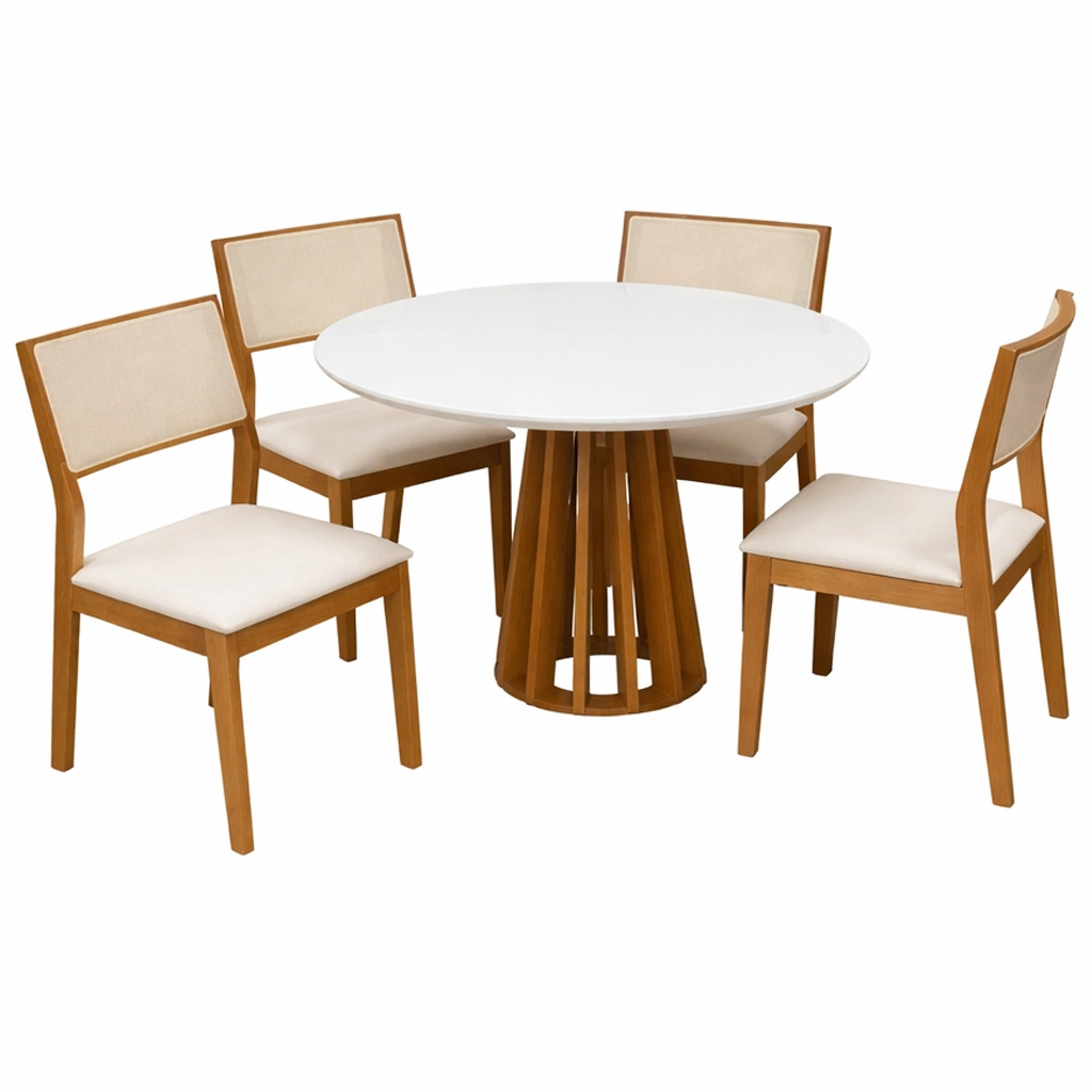 Mesa Berlim Redonda 100 x 100 com 4 Cadeiras Oiti - Image 3