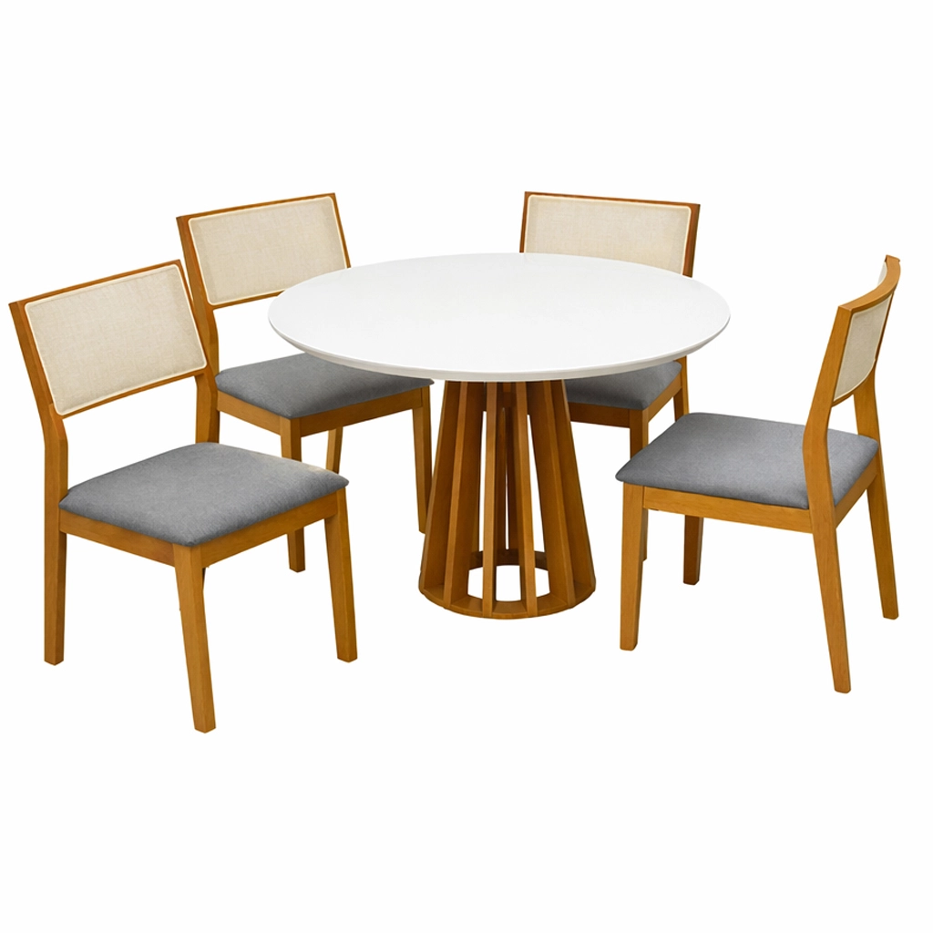Mesa Berlim Redonda 100 x 100 com 4 Cadeiras Oiti - Image 2
