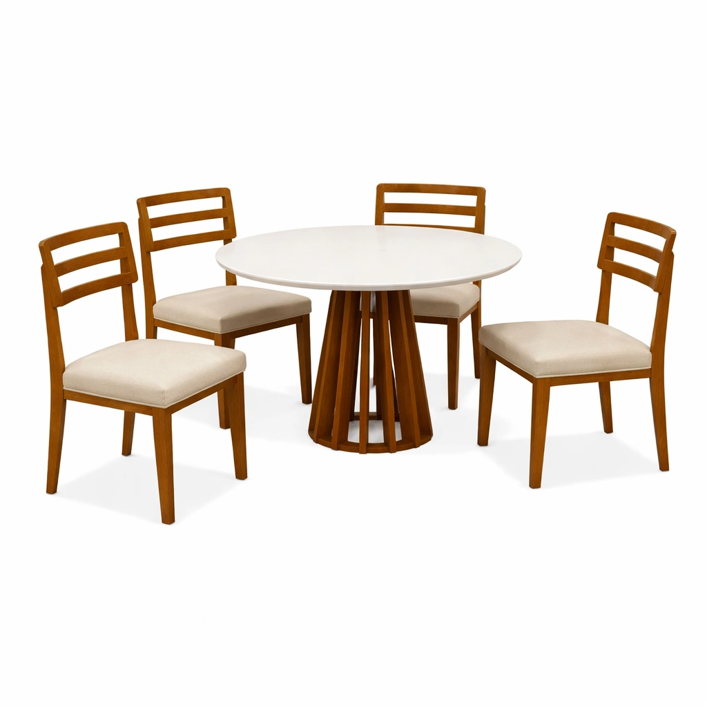 Mesa Berlim Redonda 100 x 100 com 4 Cadeiras Turquia - Image 3