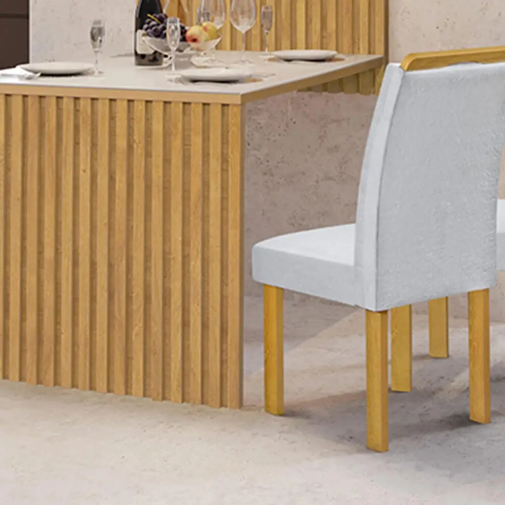 Mesa Cancum 120 x 90 com Painel Ripado + 4 Cadeiras Cel - Image 5