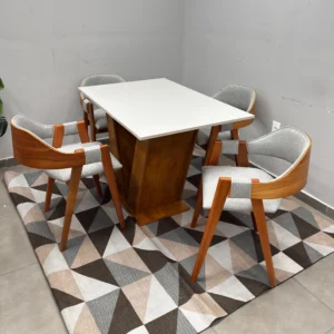 Mesa Classic 120 x 80 com 4 Cadeiras Pérola Linho