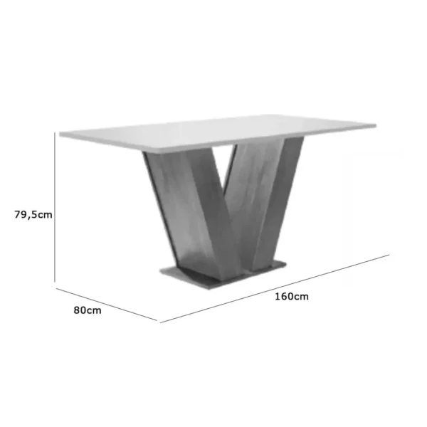 Mesa de Jantar Classic 160x80cm com 6 Cadeiras Lisboa Cel Móveis Cinamomo Off White - Image 3
