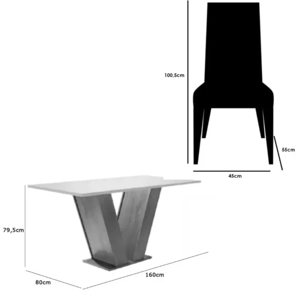 Mesa de Jantar Classic 160x80cm com Vidro e 6 Cadeiras California - Image 6