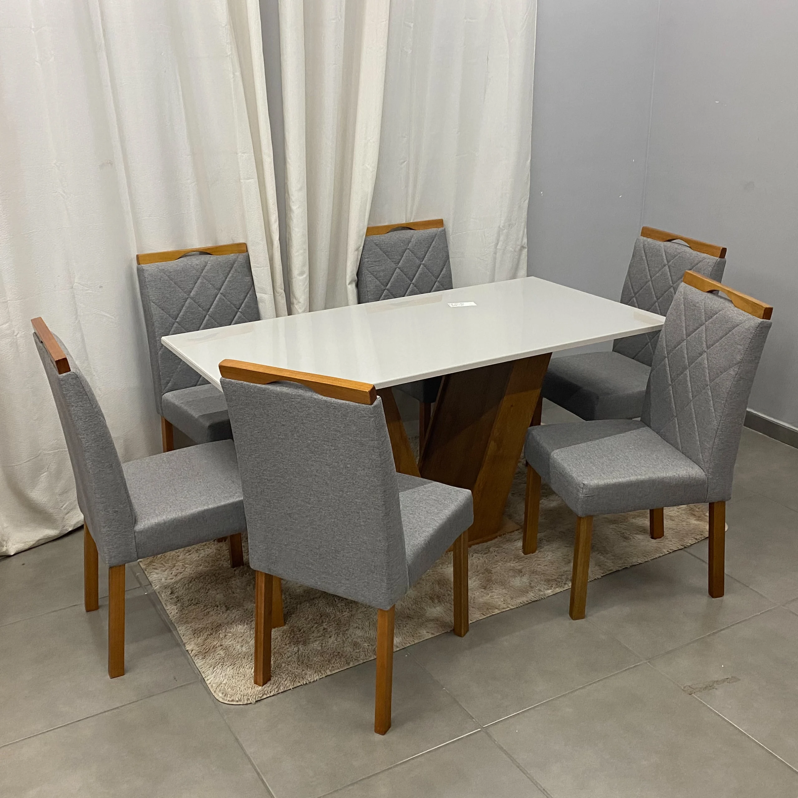 Mesa de Jantar Classic 160x80cm com Vidro e 6 Cadeiras California