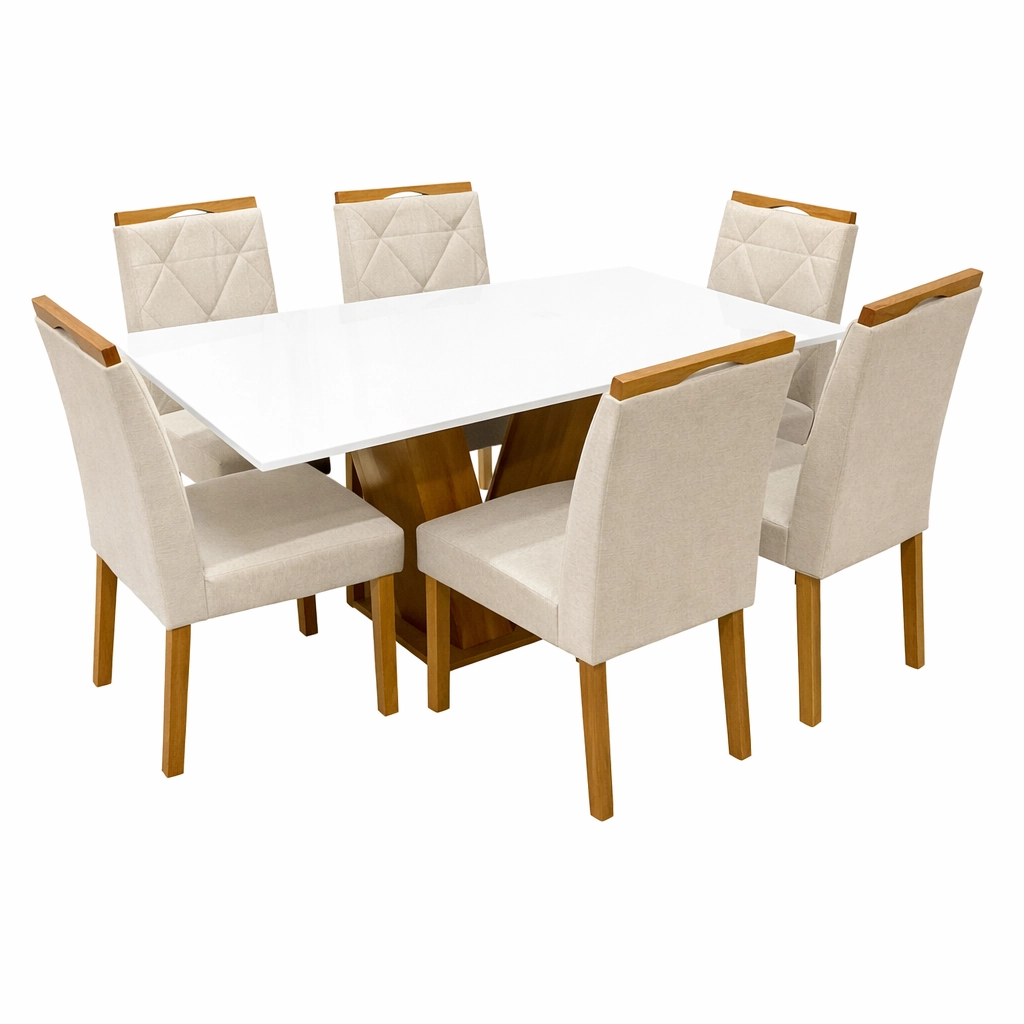 Mesa de Jantar Classic 160x80cm com Vidro e 6 Cadeiras California - Image 3