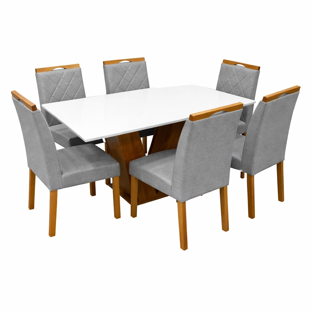 Mesa de Jantar Classic 160x80cm com Vidro e 6 Cadeiras California - Image 2