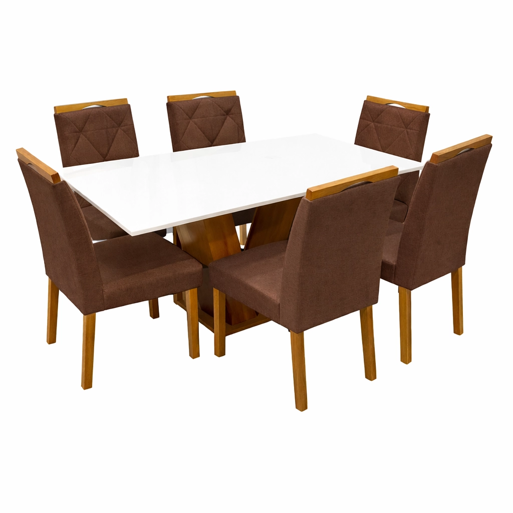 Mesa de Jantar Classic 160x80cm com Vidro e 6 Cadeiras California - Image 5