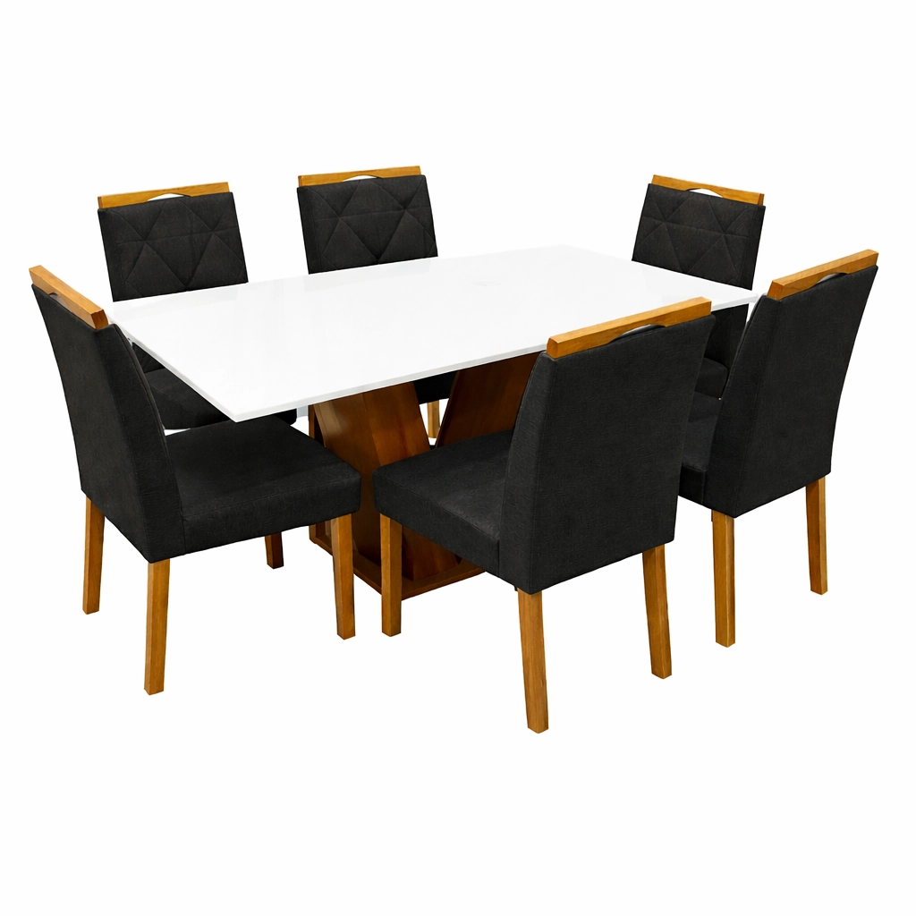 Mesa de Jantar Classic 160x80cm com Vidro e 6 Cadeiras California - Image 4