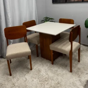 Mesa Dakota 90 x 90 ( Sem Vidro )com 4 Cadeiras Barcelona