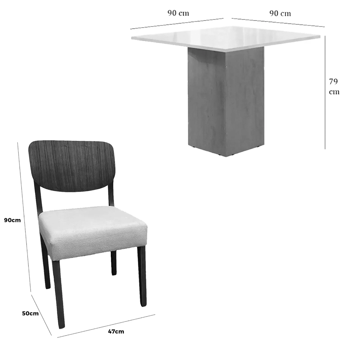 Mesa Dakota 90 x 90 ( Sem Vidro )com 4 Cadeiras Barcelona - Image 4
