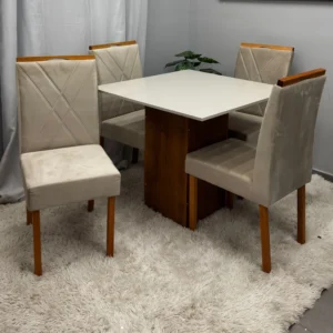 Mesa Dakota 90 x 90 ( Sem Vidro ) com 4 Cadeiras Califórnia