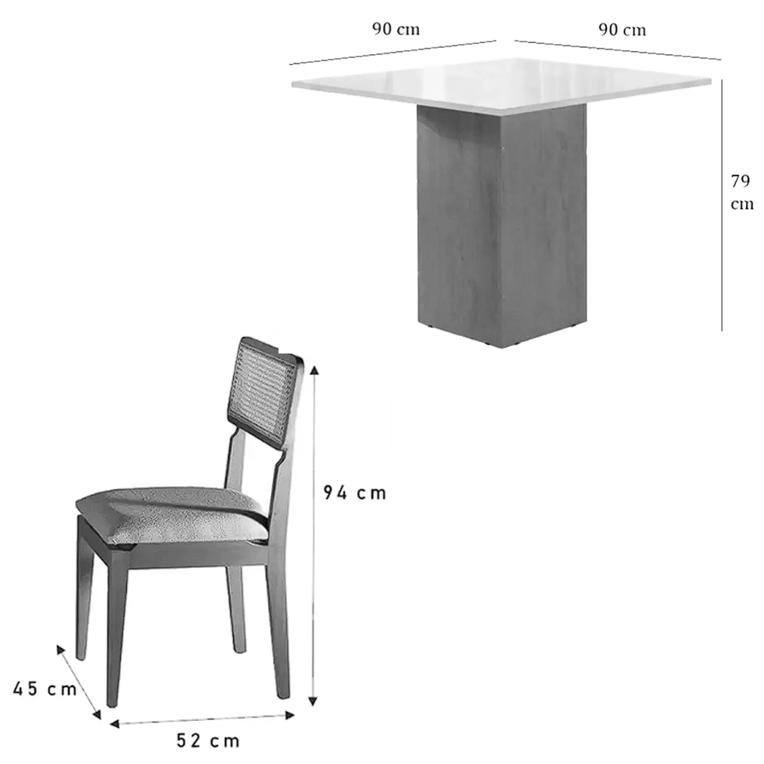 Mesa Dakota 90 x 90 ( Sem Vidro ) com 4 Cadeiras Canada - Image 4