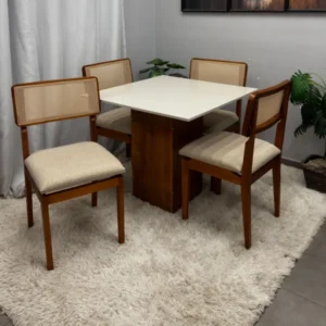 Mesa Dakota 90 x 90 ( Sem Vidro ) com 4 Cadeiras Canada