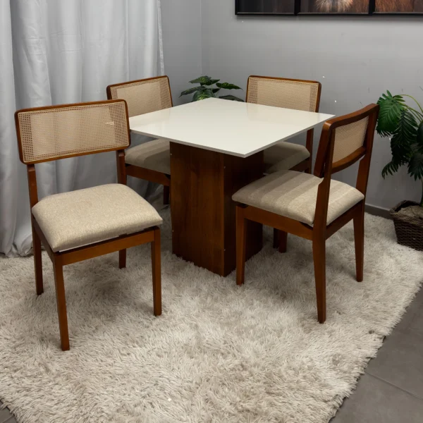 Mesa Dakota 90 x 90 ( Sem Vidro ) com 4 Cadeiras Canada