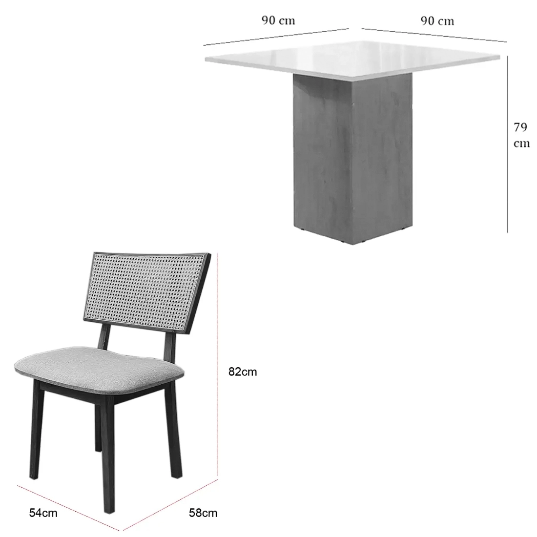 Mesa Dakora 90 x 90 ( Sem Vidro ) Com 4 Cadeiras Diamante - Image 3