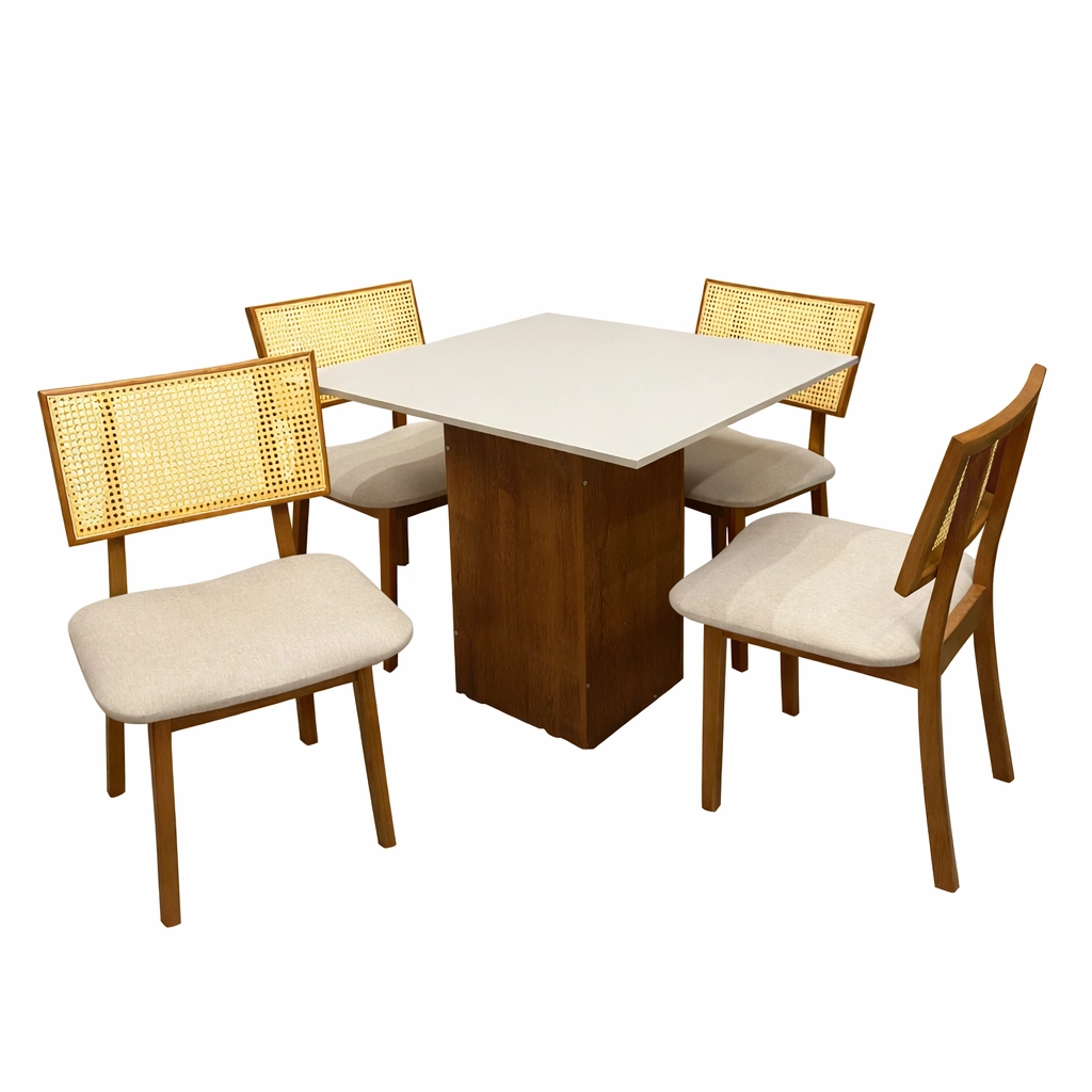 Mesa Dakora 90 x 90 ( Sem Vidro ) Com 4 Cadeiras Diamante - Image 2