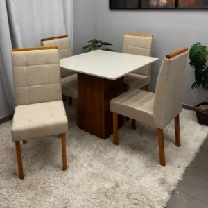 Mesa  Dakota 90 x 90 ( Sem Vidro ) com 4 Cadeiras Giulia