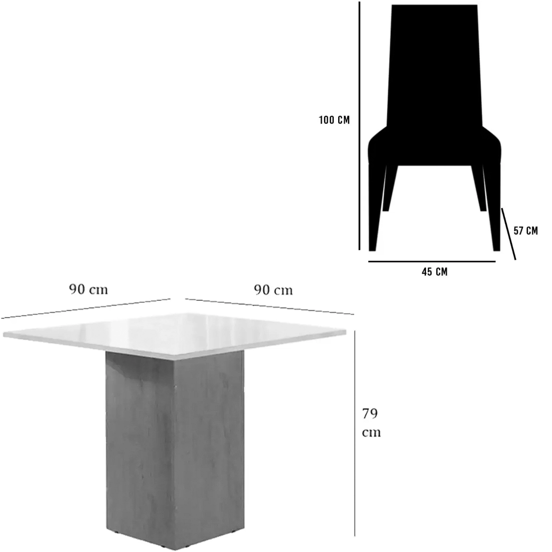 Mesa Dakota 90 x 90 ( Sem Vidro ) com 4 Cadeiras Giulia - Image 4