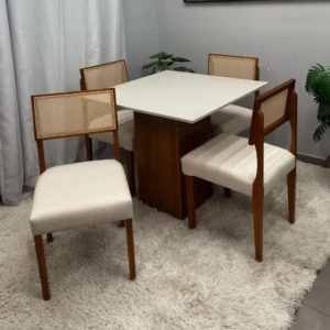 Mesa Dakota 90 x 90 ( Sem Vidro ) com 4 Cadeiras Grécia