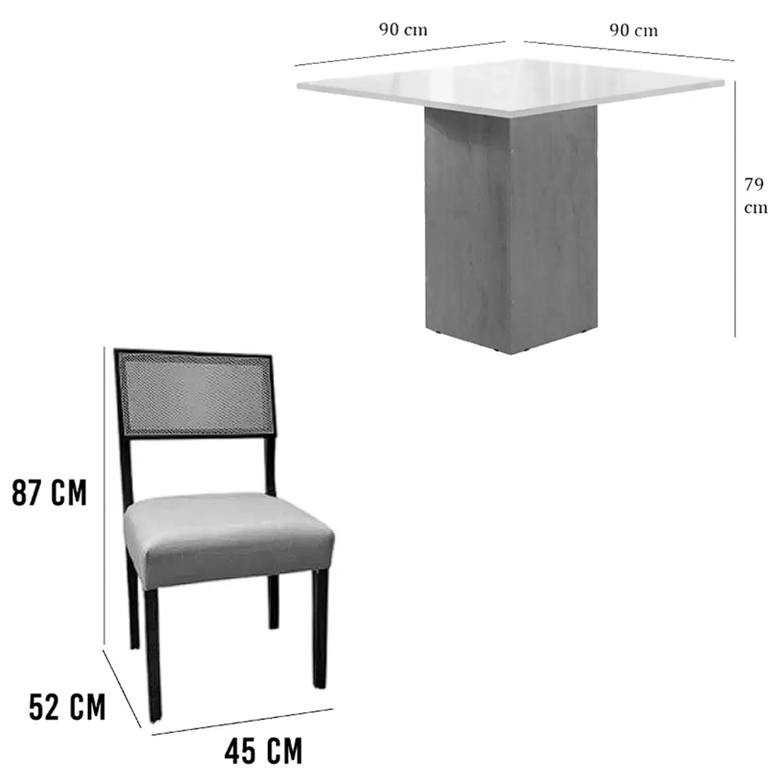 Mesa Dakota 90 x 90 ( Sem Vidro ) com 4 Cadeiras Grécia - Image 4