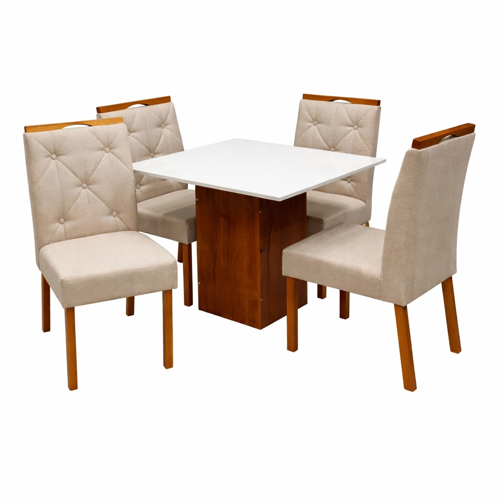 Mesa Dakota 90 x 90 ( Sem Vidro ) Com 4 Cadeiras Jasmim - Image 3