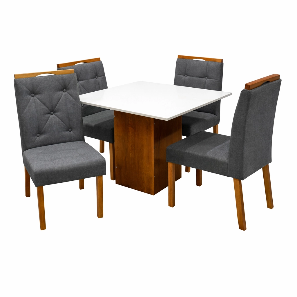 Mesa Dakota 90 x 90 ( Sem Vidro ) Com 4 Cadeiras Jasmim - Image 2