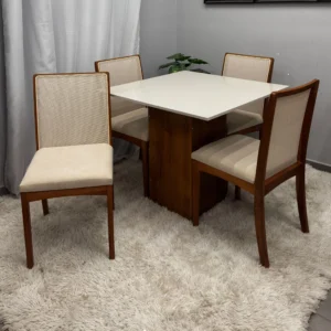 Mesa Dakota 90 x 90 ( Sem Vidro ) Com 4 Cadeiras Lara Kappesberg