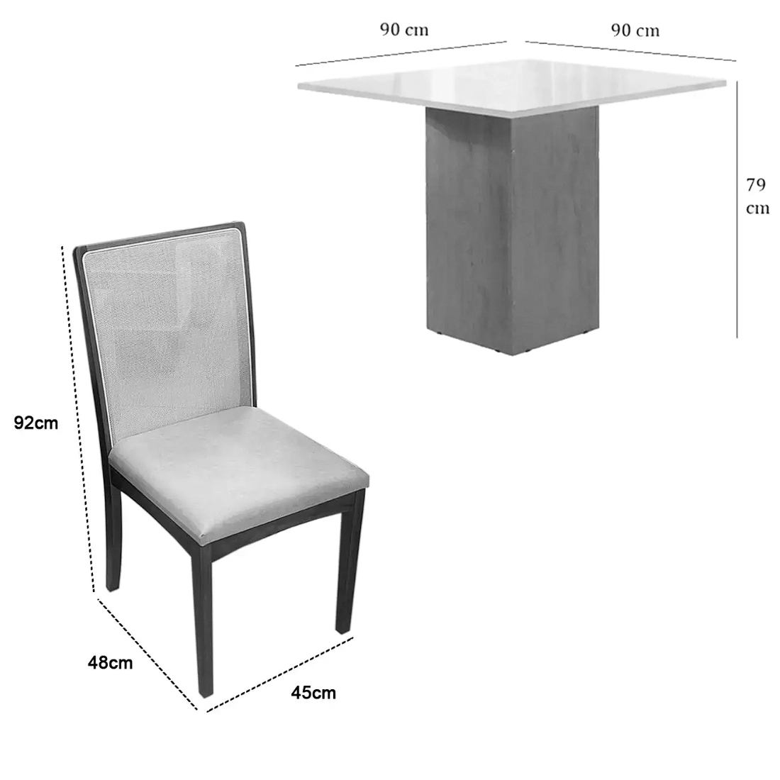 Mesa Dakota 90 x 90 ( Sem Vidro ) Com 4 Cadeiras Lara Kappesberg - Image 4