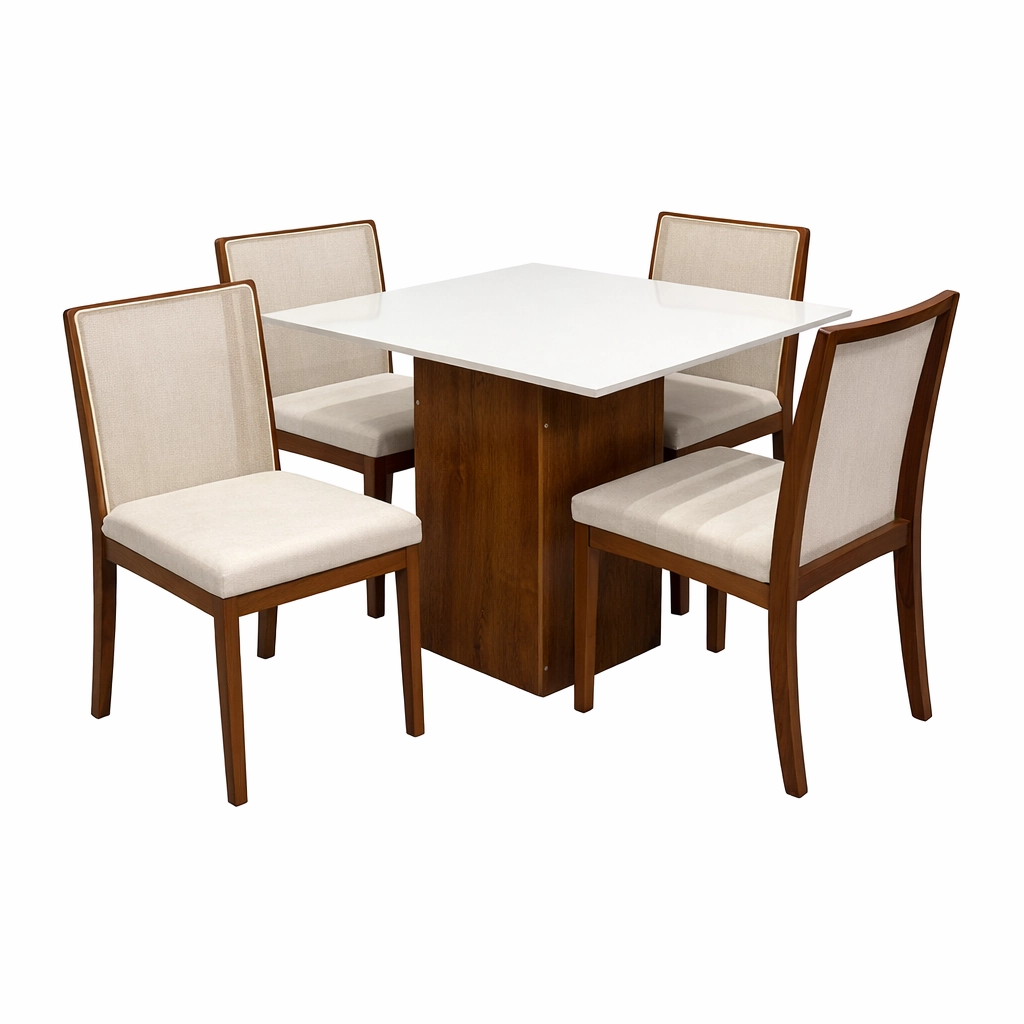 Mesa Dakota 90 x 90 ( Sem Vidro ) Com 4 Cadeiras Lara Kappesberg - Image 3