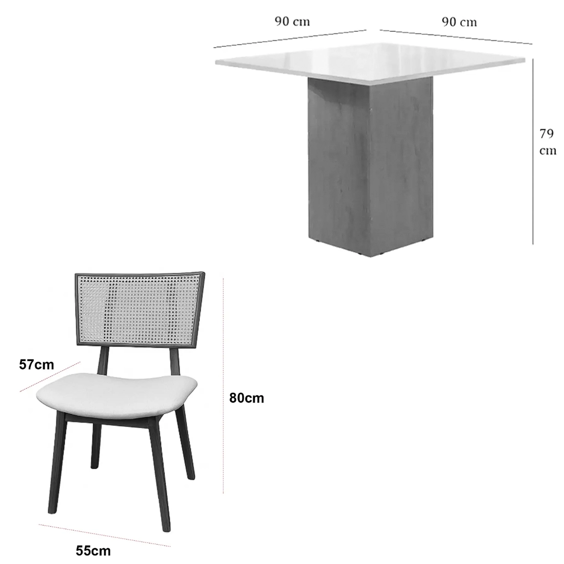 Mesa Dakota 90 x 90 ( Sem Vidro ) com 4 Cadeiras Livia - Image 4