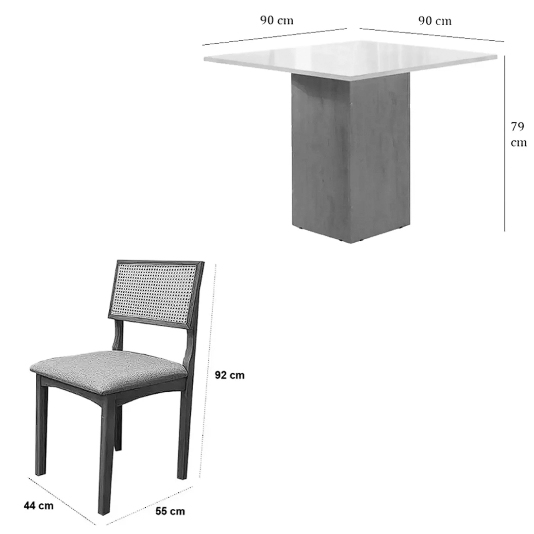 Mesa Dakota 90 x 90 ( Sem Vidro ) com 4 Cadeiras Monalisa - Image 3