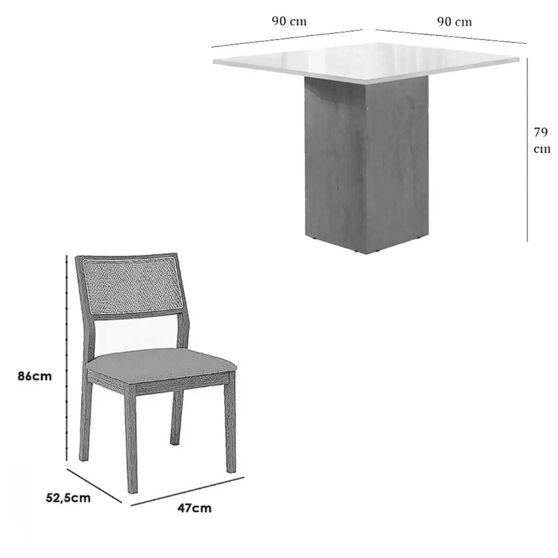 Mesa Dakota 90 x 901 ( Sem Vidro ) Com 4 Cadeiras Oiti - Image 4