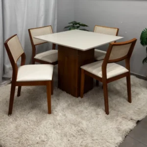 Mesa Dakota 90 x 901 ( Sem Vidro ) Com 4 Cadeiras Oiti