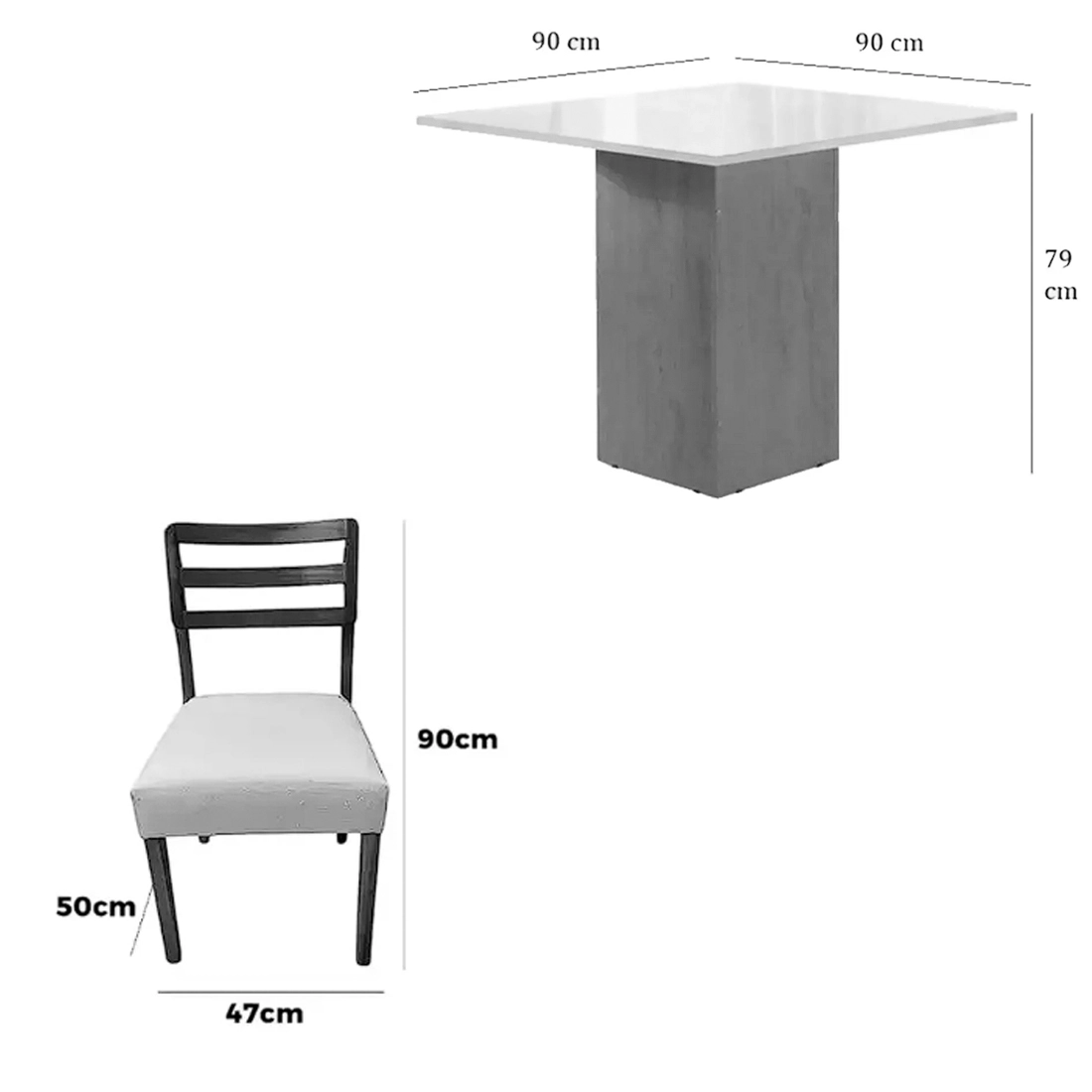 Mesa Dakota 90 x 90 ( Sem Vidro ) Com 4 Cadeiras Turquia - Image 4