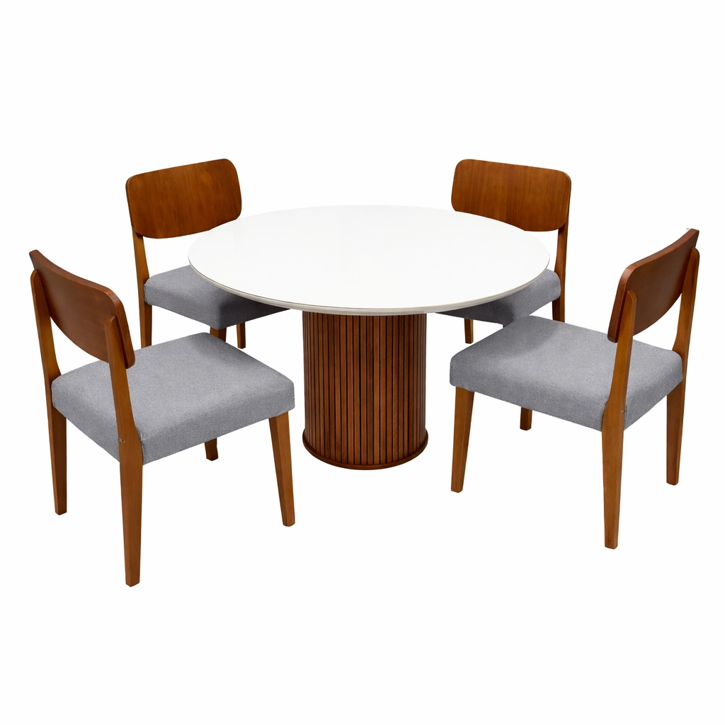 Mesa Dara Redonda Com Vidro 110 x 110 Com 4 Cadeiras Barcelona - Image 3