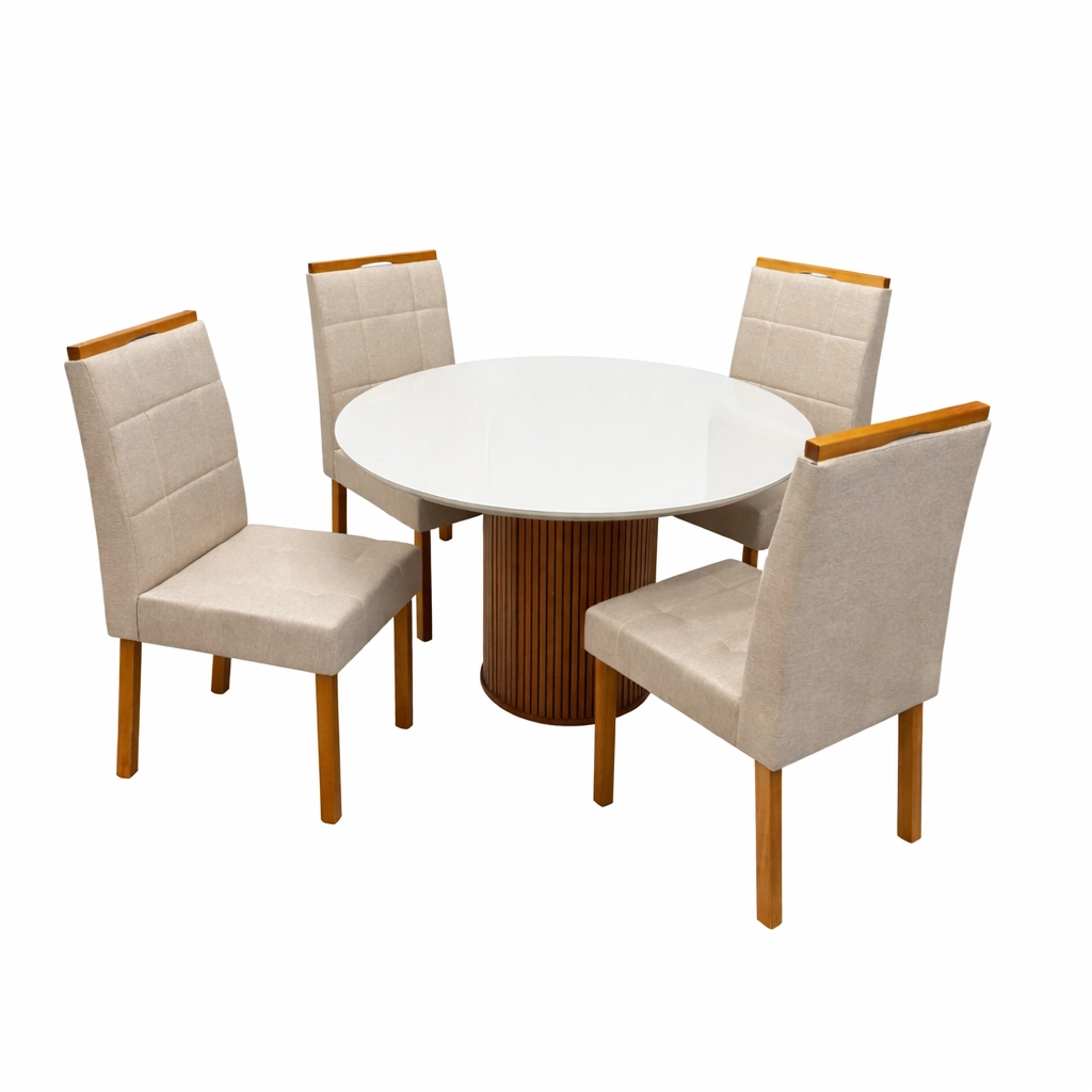 Mesa Dara Redonda Com Vidro 110 x 110 Com 4 Cadeiras Giulia - Image 3