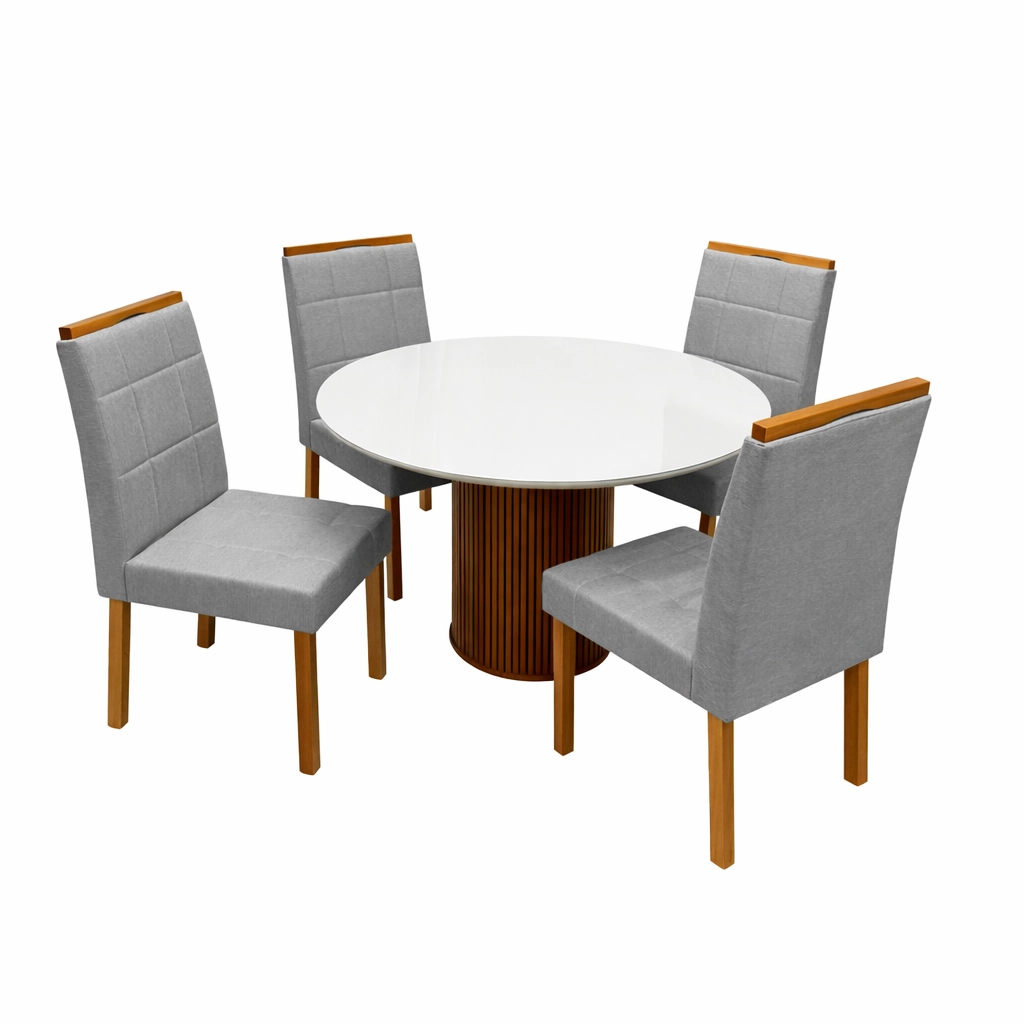 Mesa Dara Redonda Com Vidro 110 x 110 Com 4 Cadeiras Giulia - Image 2