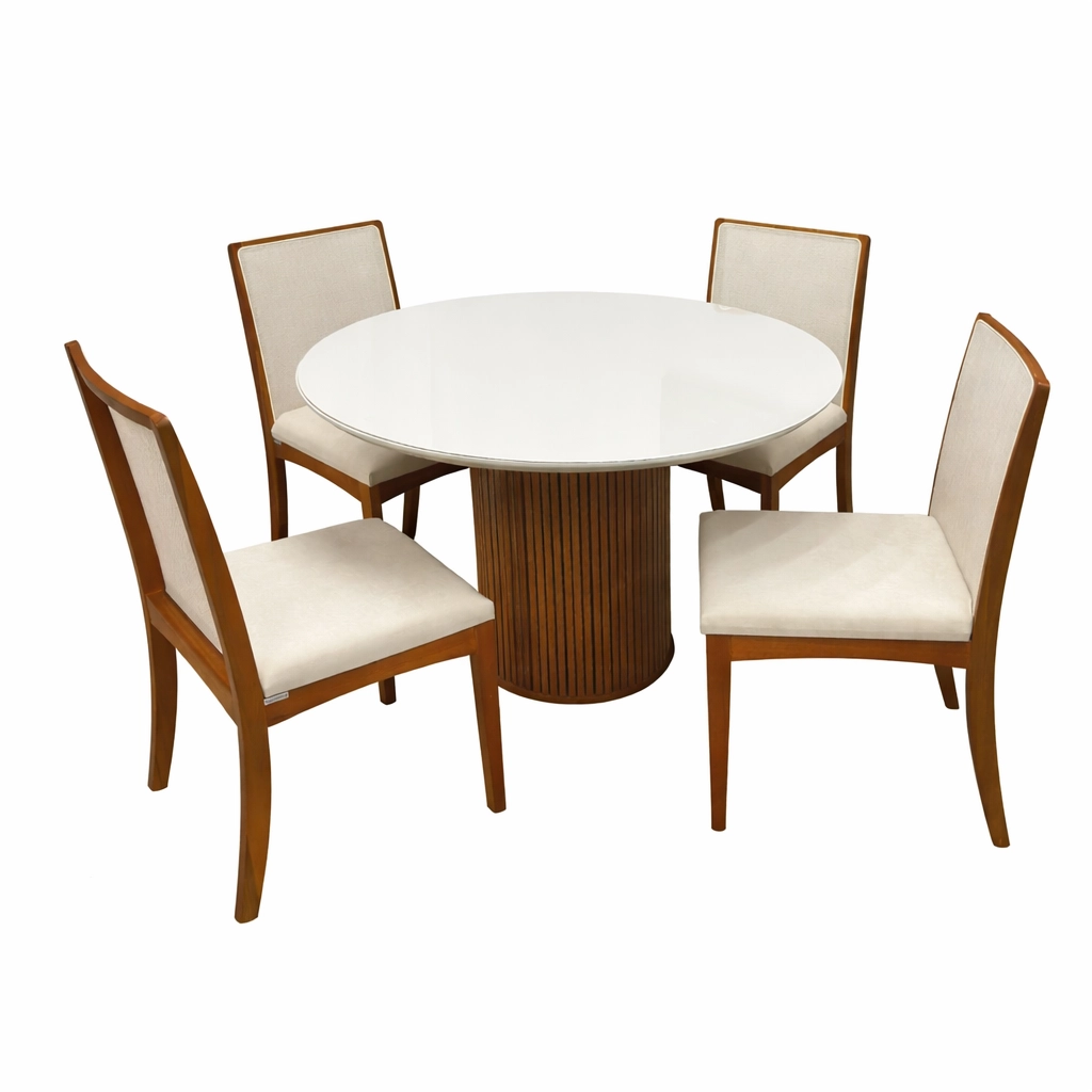 Mesa Dara Redonda Com Vidro 110 x 110 Com 4 Cadeiras Lara Kappesberg - Image 3