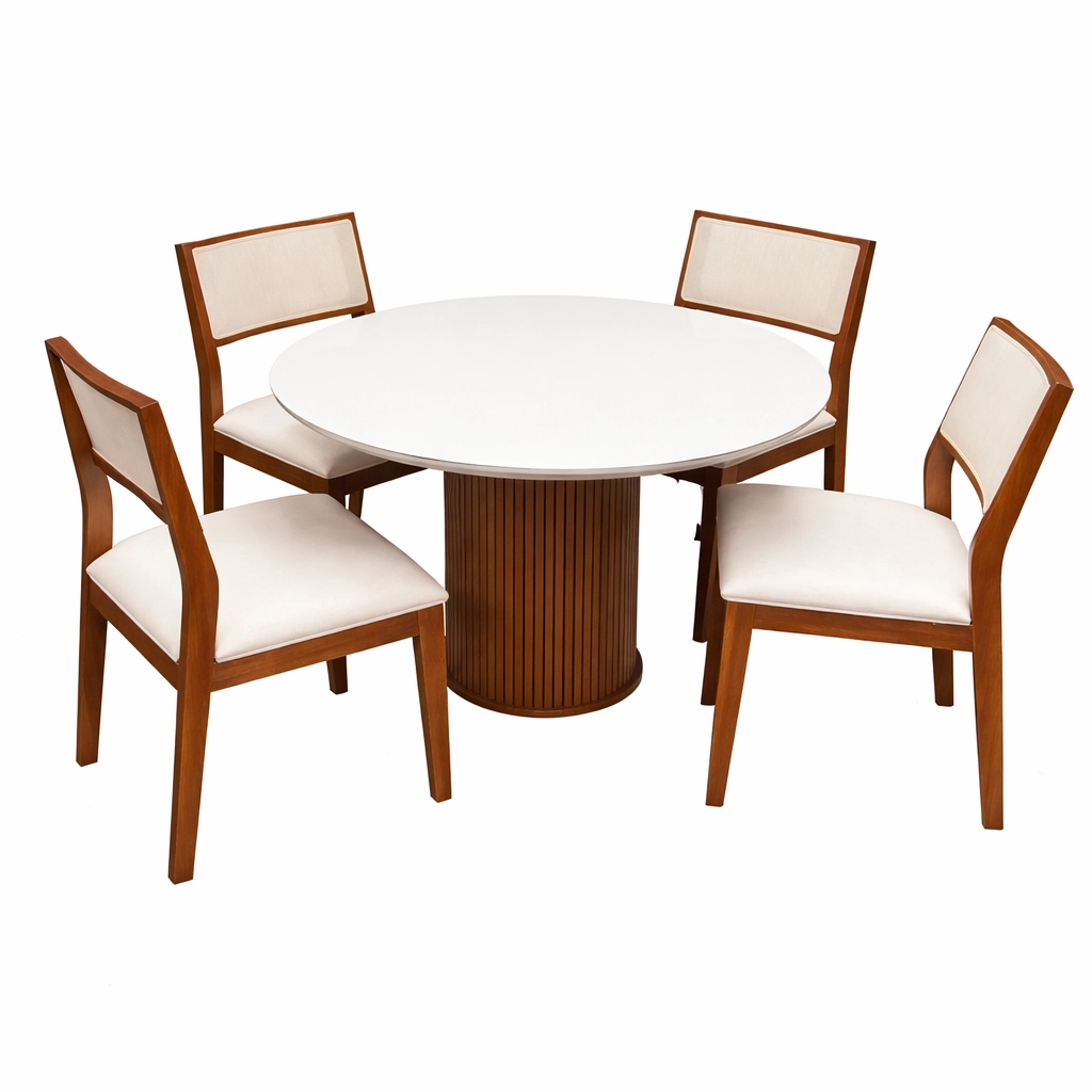 Mesa Dara Redonda Com Vidro 110 x 110 Com 4 Cadeiras Oiti - Image 3