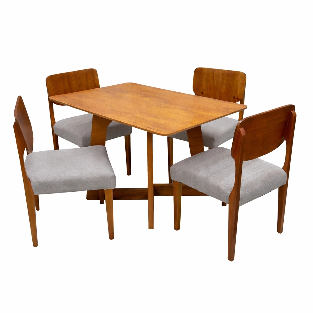 Mesa de Jantar Dubai Flex 120x80cm Sem Vidro e 4 Cadeiras Barcelona em Linho Madeira Cel Móveis - Image 5