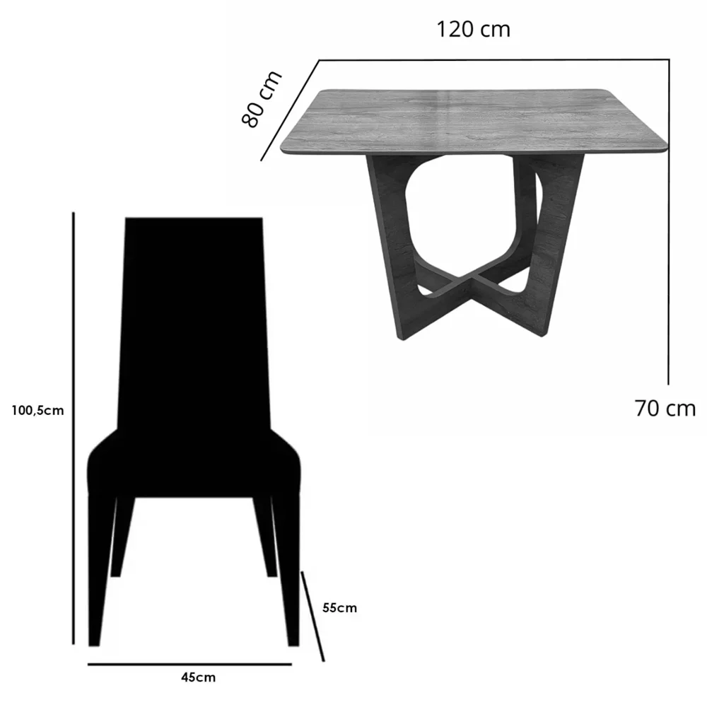 Mesa de Jantar Dubai Flex 120x80cm Sem Vidro e 4 Cadeiras California em Linho Estofadas Cel Móveis - Image 3