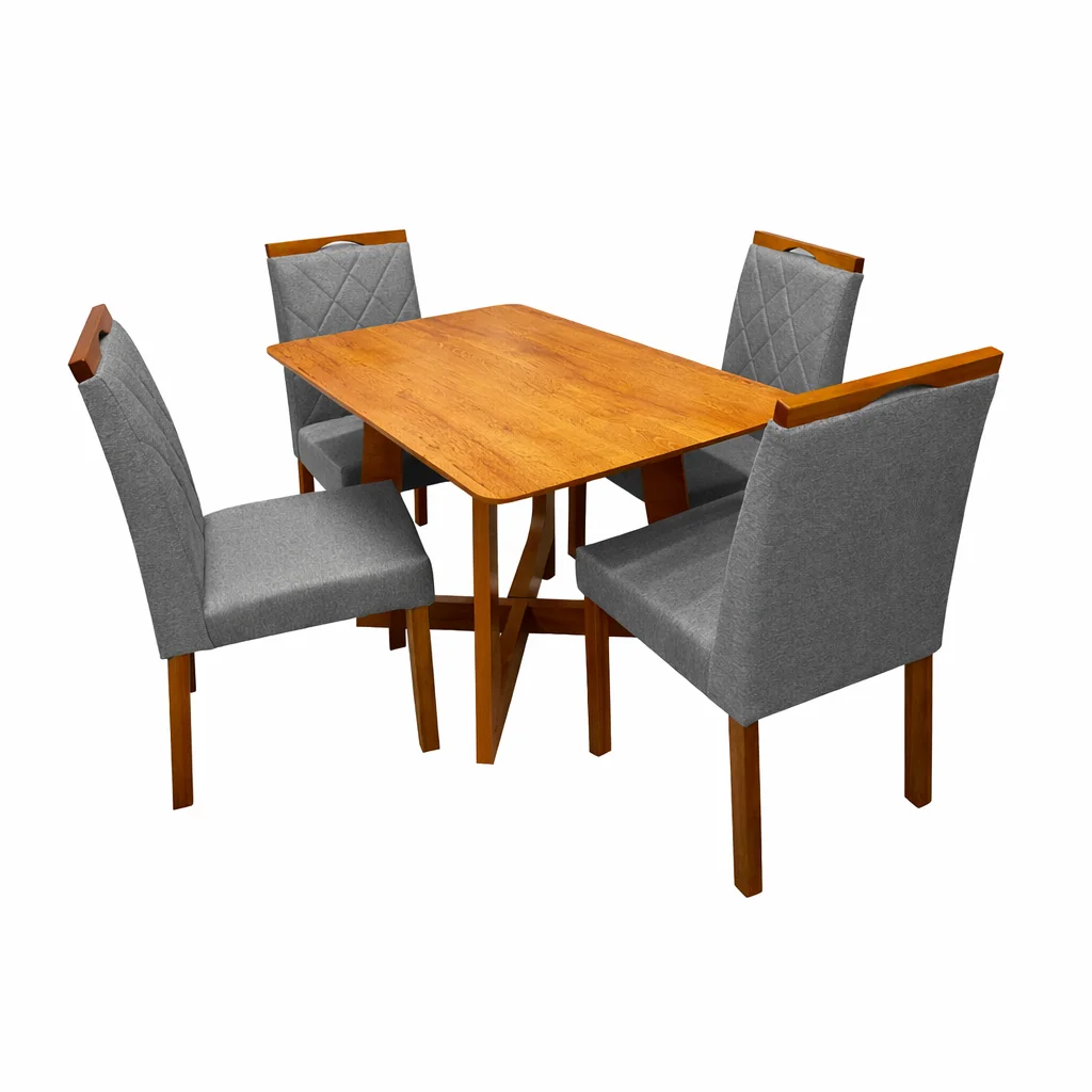 Mesa de Jantar Dubai Flex 120x80cm Sem Vidro e 4 Cadeiras California em Linho Estofadas Cel Móveis - Image 5