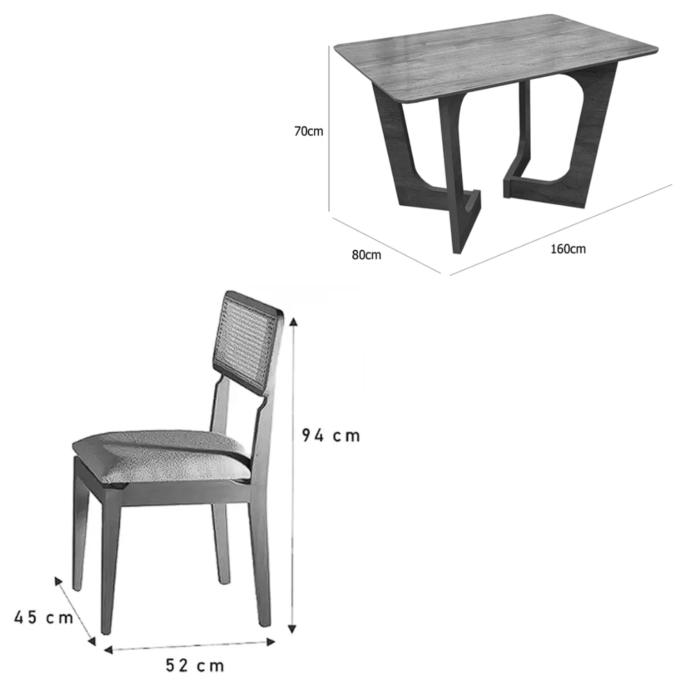 Mesa de Jantar Dubai Flex 120x80cm Sem Vidro e 4 Cadeiras Canada em Linho - Image 6